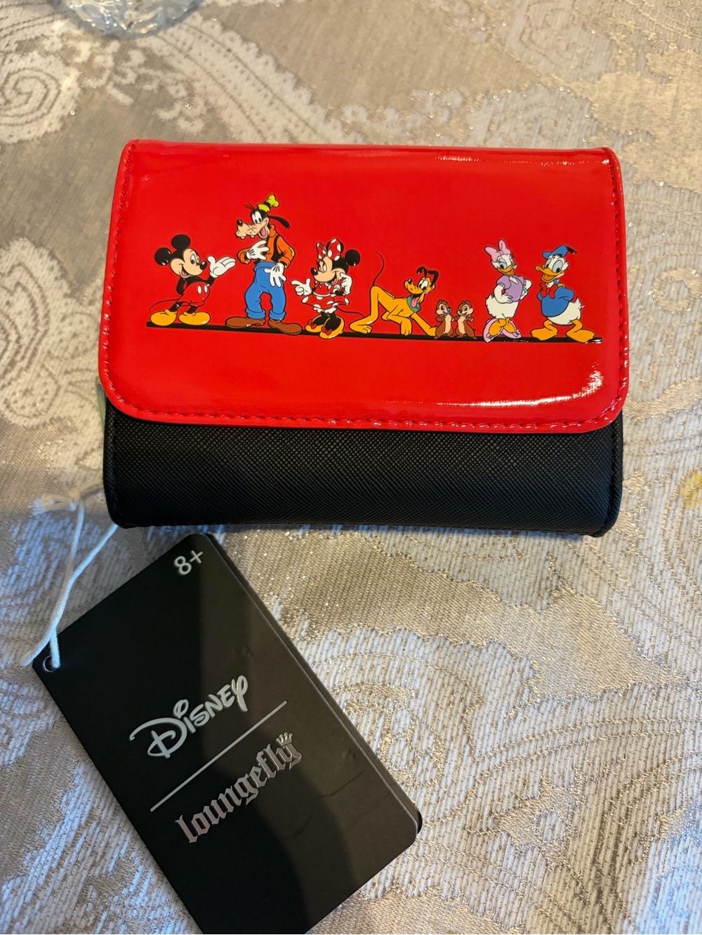 Loungefly Disney Red and Black Classic Characters Trifold Wallet